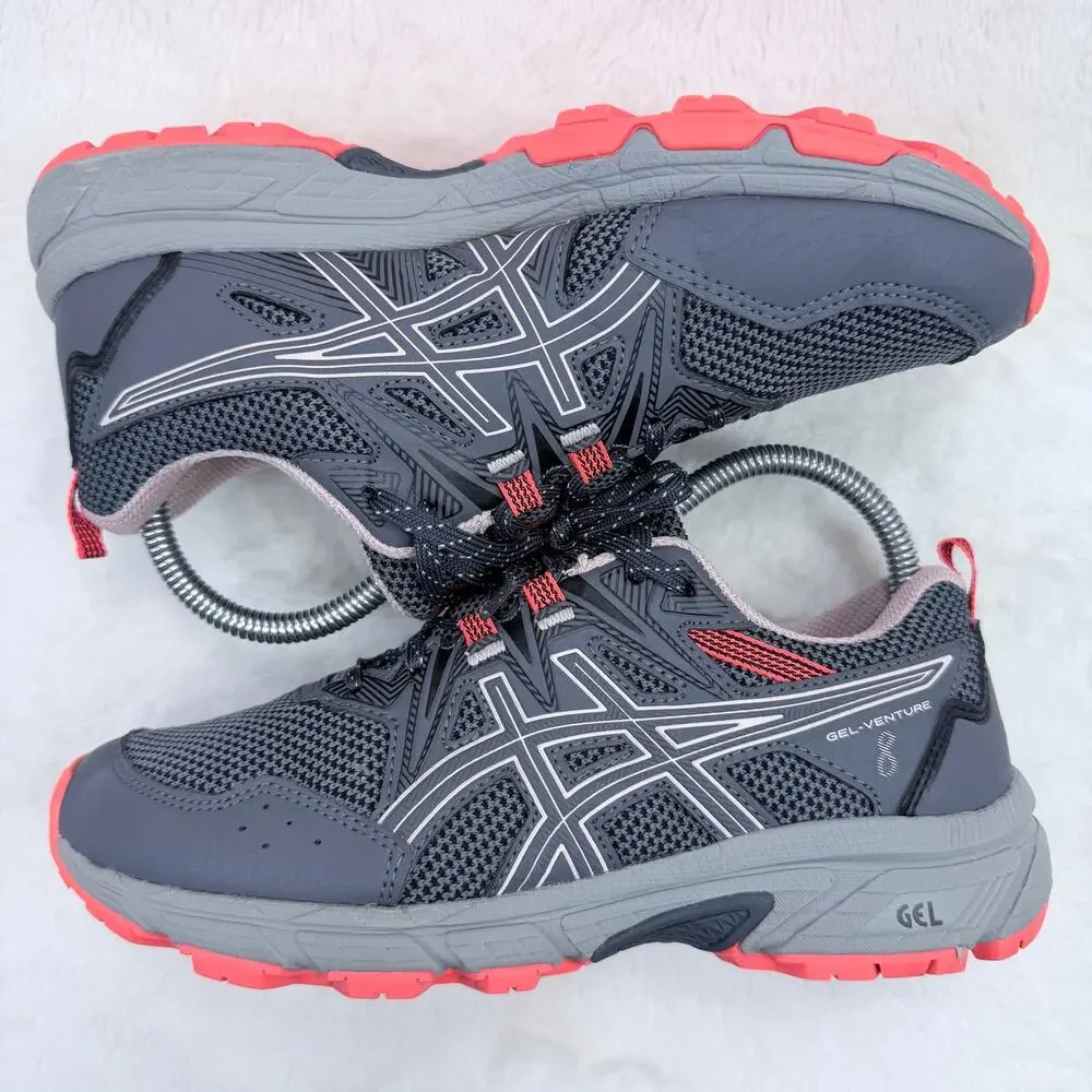 ASICS Gel-Venture 8 Womens Trail Running Shoes Grey Peach Size 7.5 Wide Sneakers